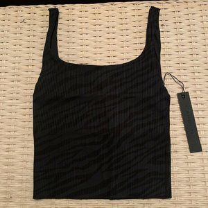 NWT Carbon 38 Black Zebra Crop Top Sports Bra Longline XS Sexy Comfy Yoga.